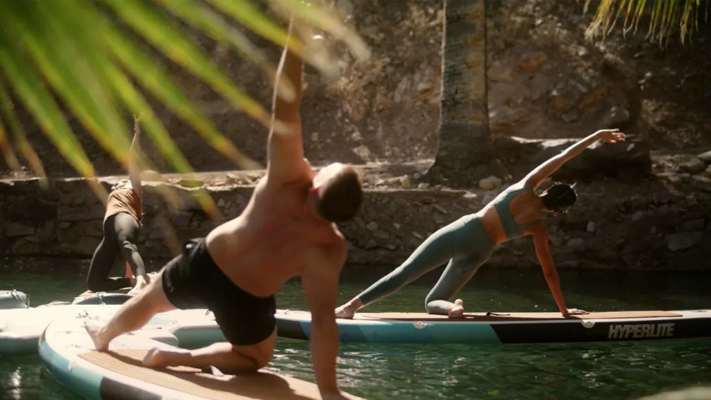 Paddleboard yoga at Castle Hot Springs